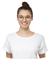 Teen girl with glasses smiling after dentistry for teens visit