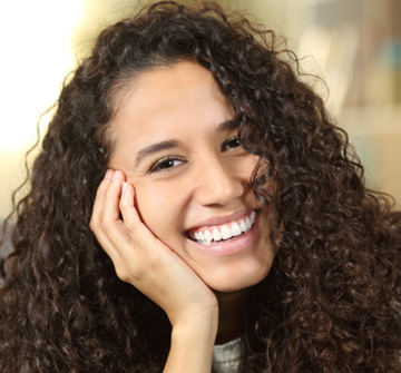 Closeup of teen girl smiling